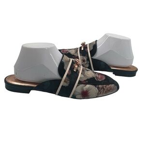 Ted Baker Blue Flower Slip On Mules Size 40 Women’s